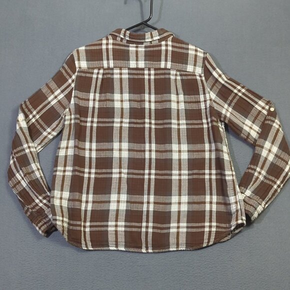 CP Shades Flann Shirt Women's M Brown Plaid Cotton Button Down Made In USA - Picture 8 of 11